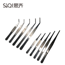 Stainless steel tweezers multi-specification 12 5cm14cm16cm20cm flat head tweezers elbow tweezers dental tweezers biological experiment equipment teaching instrument elasticity