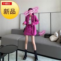 Fashion suit womens 2020 early spring new lapel suit outer 99 sets of high-waisted A-word skirt hip skirt