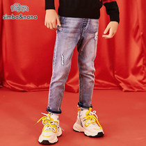 simbanana Simbana Childrens Wear Boys Jeans 2021 Autumn Mid-Tong Tong Breaking Pants Casual Pants