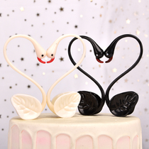 Birthday Cake Decorated Black and White Swan Swan Swan Swan Swan Dessert Accessories Plugin