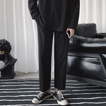  Falling trousers Mens wide-leg straight pants Nine-point loose pants Autumn and winter plus velvet casual trousers hanging suit pants