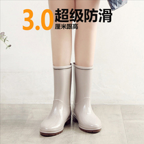 Summer Middle Drum Rain Shoes Women Adults Non-slip Fashion Outside Wearing Rain Boots New Waterproof Rubber Shoes Light Water Shoes Soft-bottom