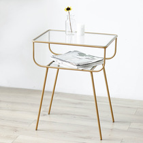 Customized iron glass bed iron art table small coffee table side cabinet sofa sofa side few customized mini bedside cabinet
