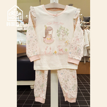 (CreamHouse) Korean Princess Lotus Leaf sleeve girl spring and autumn trousers cotton underwear set