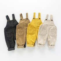 Baby Strap Pants Spring and Autumn Baby Corduroy Pants Open Gear Female Baby Singles