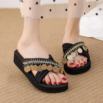 Cross slippers Women summer wear 2021 New Korean fashion Joker thick bottom National style cool drag non-slip sandals