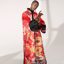  Cloud decoration totem original design womens cotton coat double-sided embroidery plate Gold color dragon thickening folio coat Chinese jacket