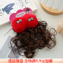 Childrens wig Princess styling curly hair clip bow hair accessories Chinese wind head accessories little girl fake braids hair card
