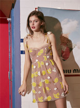 For Love Lemons sequined sweet fruit banana pineapple mesh sling dress