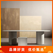 Nordic solid wood dining table simple modern long table oval conference table personality desk minimalist negotiation table desk
