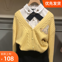 2022 spring new Cubs V collar knit cardiys small loose TW sweater womens clothing TTCK214V01T