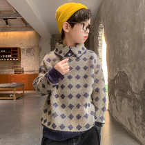 Boys sweater pullover 2021 new autumn and winter boys high collar Korean version of winter thick children children foreign gas