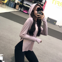 Fitness Girl Sports Blouse Loose Speed Dry Big Code Long Sleeve T-Shirt Autumn Winter Style Yoga Gown Running Hood Jersey Mesh Red