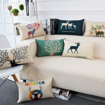 Arctic velvet long waist pillow Cotton and linen pillow Elk rectangular Nordic simple color long waist pillow car cushion