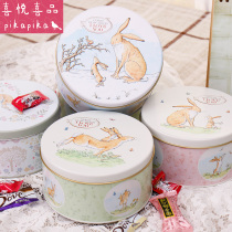 Cookie tin box Small cake tin box Love candy round packaging sugar box Cute exquisite cookie box