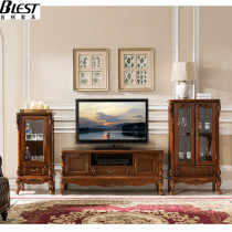 American All-Solid Wood Small TV Cabinet European TV Cabinet Wine Cabinet Combined Bedroom Country Household Cabinet