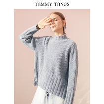 (Shopping mall with the same)Sugar force winter new loose pullover side split half high neck wool sweater women