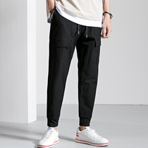 Nine casual pants mens spring designer tide Korean loose leg pants mens slim mens pants Tide brand overalls