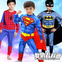 Boy children anime autumn clothes long sleeve pajamas autumn winter Altman Spider Iron Man Cartoon two-piece set