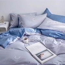 Combed Pure Cotton) Three-Four Pieces Spring Autumn Small Fresh Pure Cotton Full Cotton Quilt Cover Bed Linen Double Bed