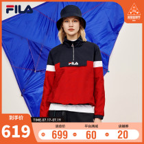 FILA FILA womens woven top 2021 spring and Autumn fashion loose stand-up collar sweater womens long-sleeved pullover