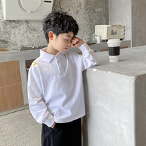 2021 new boy polo shirt long sleeve T-shirt childrens clothing spring and autumn big childrens coat tide childrens cotton base shirt