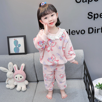 Childrens pajamas François autumn winter childhood girl plus warm girl baby winter coral velvet home clothing