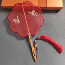 Pan Gold Suzhou Su Embroidered Wedding Wedding Brides Festive Wedding Fan bifacial embroidered true silk material Ancient clothes Han clothes COSPL