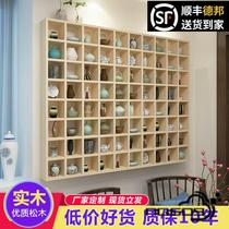 Teacup lattice tea display cabinet Tea cabinet custom solid wood wall shelf Wall storage cabinet Teapot