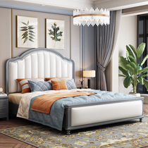 Solid wood bed 1 8 m European-style double bed 1 5 m American light lavish modern minimalist full solid wood Soft on bed with drawer