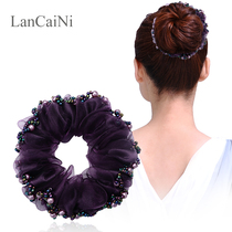 Hair rope meatballs Hair ring Hair ornaments Korean Eugen yarn Crystal ponytail hair Rubber band Head rope rubber band cloth ring