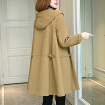 Windbreaker womens long small 2021 spring and autumn new large size fat mm coat cotton early spring cape coat