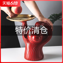 Creative Monkey Fruit Tray Living Room Home Candy Tray Nordic Mesh Red Tray Tea Table Cute Modern Personality Pendulum