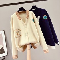 Korean version 2021 new spring womens sweater knitted cardigan loose coat wear womens Spring and Autumn Tide