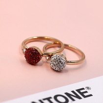 Moved female in red fashion rose golden ring personality inlaid luxury rotable ring ring