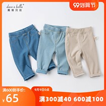 David Bella baby pants Spring and Autumn new boys and girls foreign-style Joker jeans leggings stretch