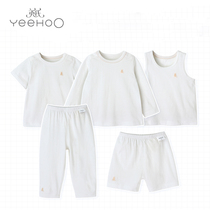 4 Fold up Inns baby Home Suit Men And Womens Baby Summer Pure Cotton Blouse Vest Pants Underwear suit