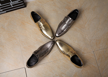 2016 European and American high-heeled Korean version of the new shoes banquet youth mens leather shoes daily hair stylist shoes bar KTV shoes