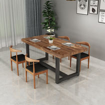 Nordic solid wood dining table Hotel coffee shop dining table and chair combination Fast food table Food stall table Household dining table Small apartment type