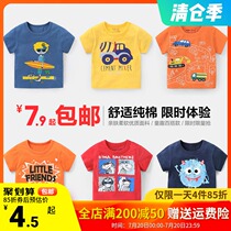 Boys short-sleeved T-shirt Cotton summer childrens clothing Baby children children 1 year old 3 top white half sleeve summer thin section