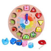 Digital Clock Toy Shape Pairing Building Blocks Young Children Kindergarten Early Education Puzzle Enlightenment String Toy Wear Rope