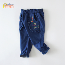 Childrens wear 0-3 years old female baby jeans soft elastic girl Spring and Autumn Tide pants Korean version of baby wearing foreign atmosphere 1