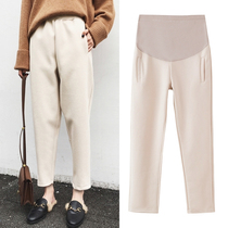 2019 new pregnant women pants fall outside wearing long pants autumn and winter clothing wide leggings pants fashion net red with bottom pants plus suede