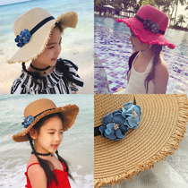 Summer new girls straw hat seaside travel vacation sunshade hat small fresh girl sunscreen sun hat cute