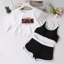 Korean hipster girl swimsuit girl swimsuit middle child 12-15 year old student Conservative flat angle split swimsuit