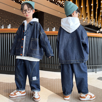 Childrens clothing boys autumn suit 2021 new boy jeans childrens two-piece set spring and autumn