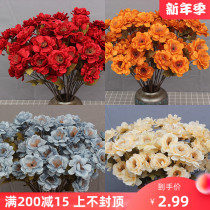 Wedding simulation 3 Head single gardenia Red Orange wedding hall decoration road guide flower arrangement living room decoration