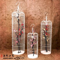 European decorative Birdcage ornaments black and white window wrought iron large floral Bird Cage decorations wedding photography props