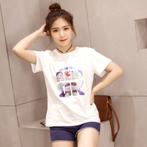 Large size short sleeve T-shirt girls fat mm summer 2021 new womens fat sister spring dress Korean half sleeve shirt