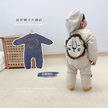 ins newborn climbing clothes autumn and winter baby jumpsuit cotton clothes out to hold clothes clip cotton baby clothes thin cotton padded jacket